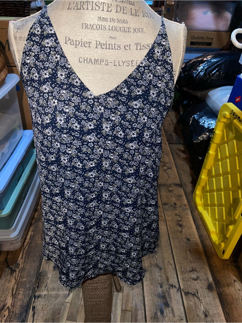 LOFT Navy Blue Floral V-Neck Camisole